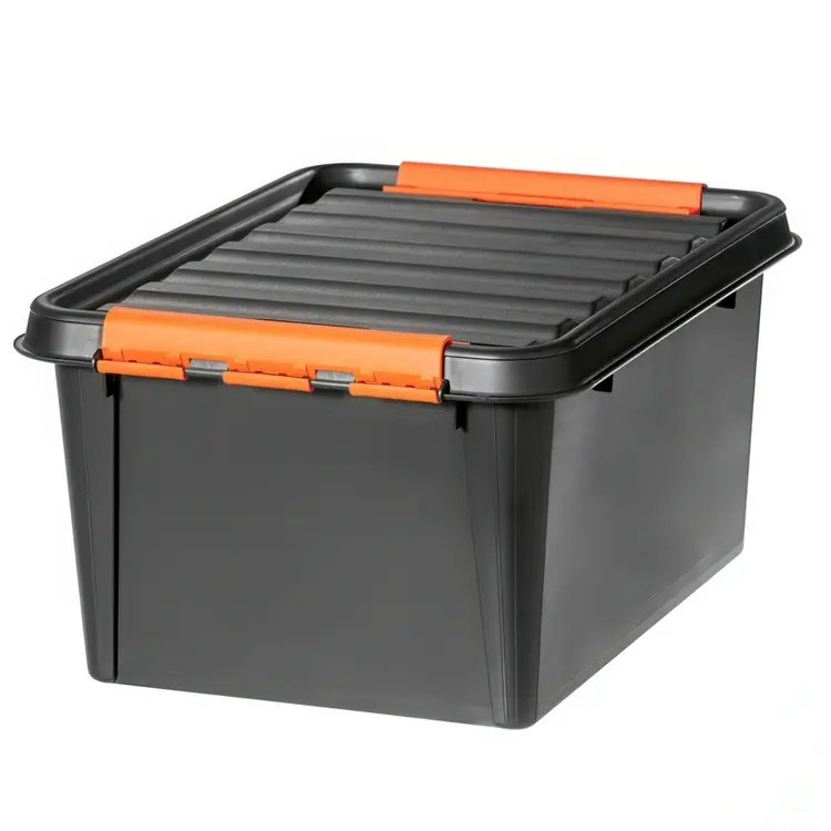 Oppbevaringsboks med lokk 31L, SmartStore Pro, Svart/oransje