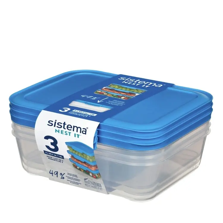 Matboks i plast 3-pakning, 1,5L, Sistema