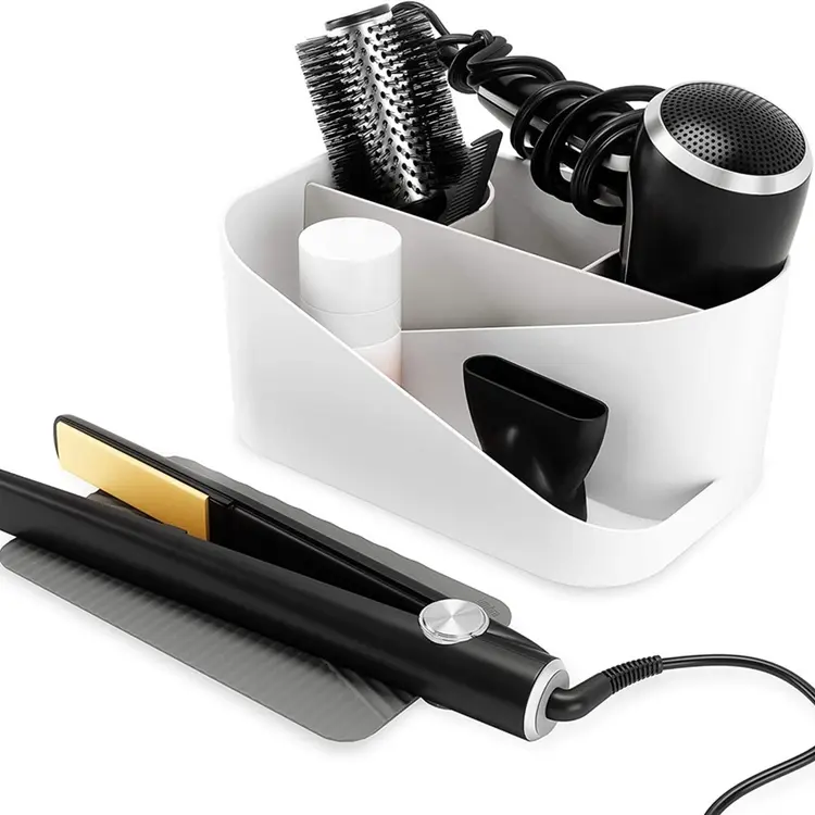 Holder for hårføner m.m., UMBRA GLAM HAIR TOOLS ORGANISER, 26,5 x 17 x H 12,5 cm, Hvit / grå