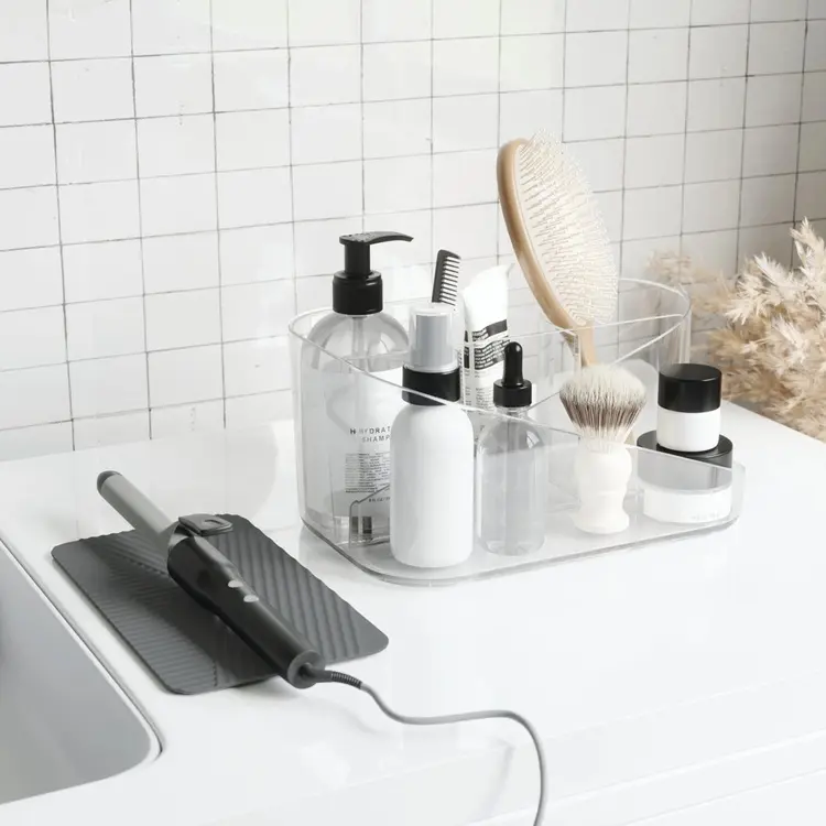 Holder for hårføner m.m., UMBRA GLAM HAIR TOOLS ORGANISER, 26,5 x 17 x H 12,5 cm, Klar / grå