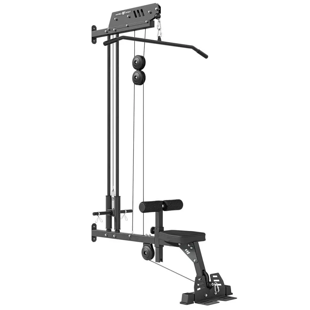 Lat pulldown / Seated Row, Veggmontert med sete
