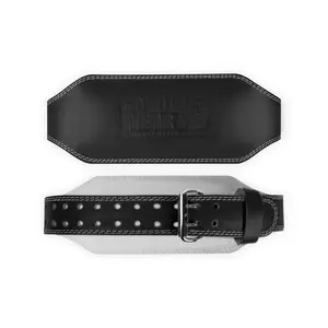 6 Inch Padded Leather Belt, black/black, small/medium