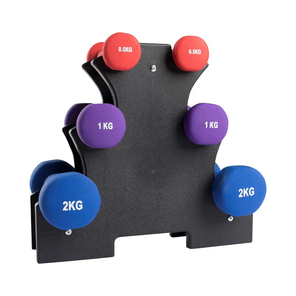 Neoprene Dumbbell Set + Holder, 3-par: 0.5 - 2 kg