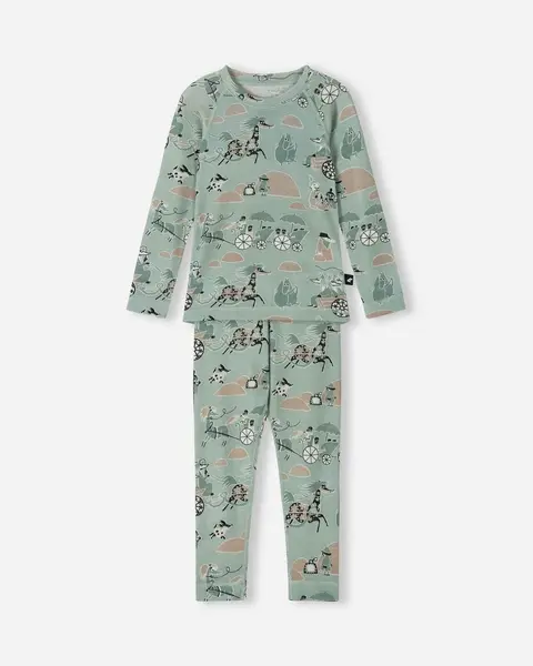 Reima Sett i merinoull-lyocell småbarn Moomin Trivsam Airy Green