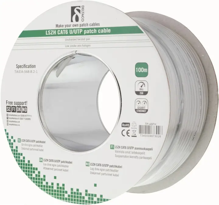 DELTACO UTP patchkabel, LSZH, Cat6, 100m