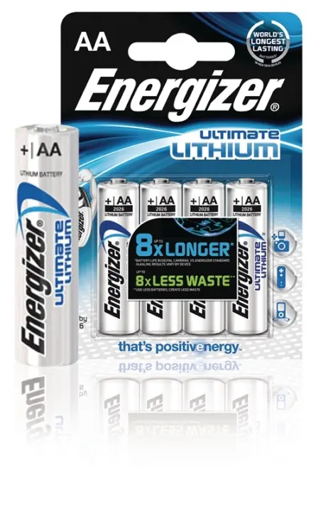 Energizer Litiumbatteri AA | 1.5 V DC | 3000 mAh | 4-Blister | Sølv