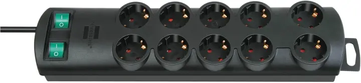 Brennenstuhl Extension socket Primera-Line 10-Vei 2.00 m Sort - Beskyttende Kontakt TYPE E