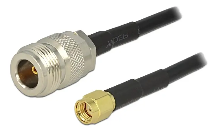 DeLOCK antennekabel, RP-SMA hann til N-hunn, LMR195, 50 Ohm, 1m