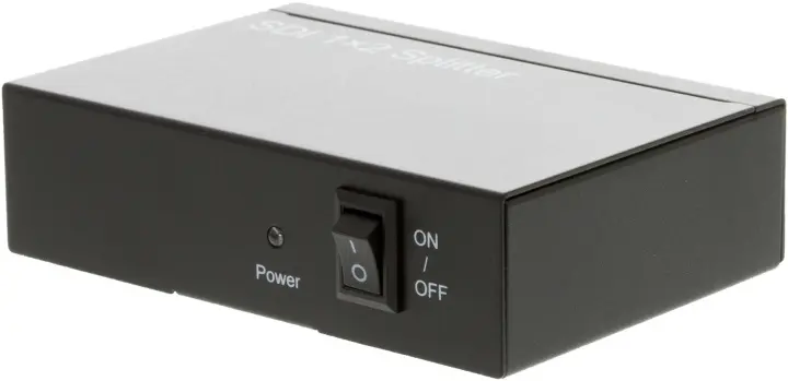SDI-splitter en til to, 3G/HD-SDI, 1080p, 12 bit, BNC, metall, svart