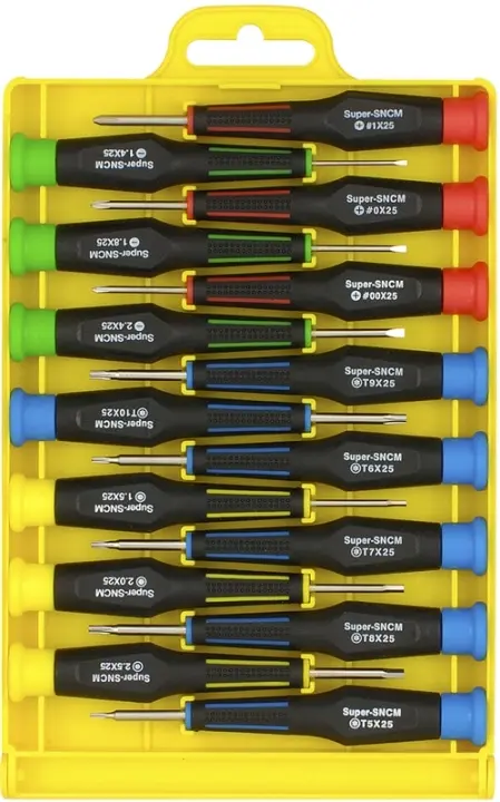 Sprotek STD-713, precisionsmejselsats, 15 mejslar, svart
