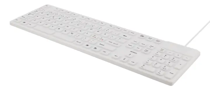 DELTACO tastatur i silikon, IP68, full størrelse, 105 taster, hvit