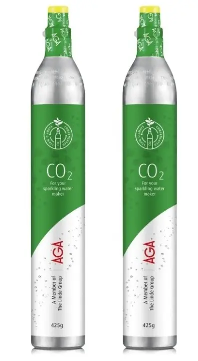 2-pakning AGA Biogon C kullsyrepatron 425 g, grønn