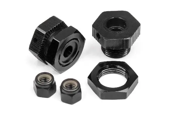 Aluminiums hjulnav med sekskant 17 mm (svart/4 deler)