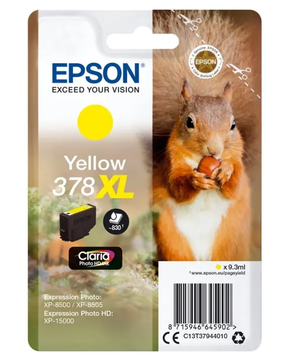 Epson Squirrel Singlepack Yellow 378XL Claria Photo HD-blekk
