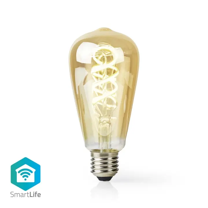 Nedis SmartLife LED Lyspære | Wi-Fi | E27 | 360 lm | 4.90 W | Varm til avkjølt hvitt | 1800 - 6500 | Glass | Android™ / IOS | ST64 | 1 stk