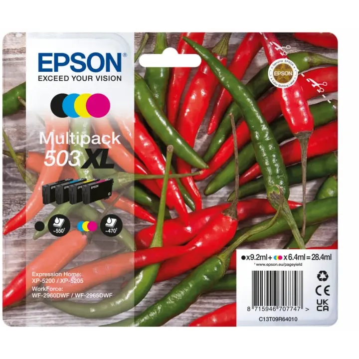 EPSON Blekk C13T0R64010 503XL Multipack Chili Høy Kapasitet svart/cyan/magenta/gul