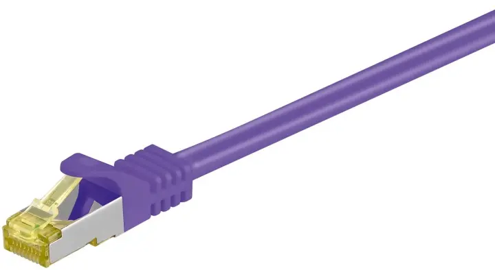 Goobay RJ45 patchkabel S/FTP (PiMF), 500 MHz, med CAT 7 råkabel, fiolett, 30 m LSZH halogenfri kabelkappe, kobber, RJ45-kontakt (CAT 6A)