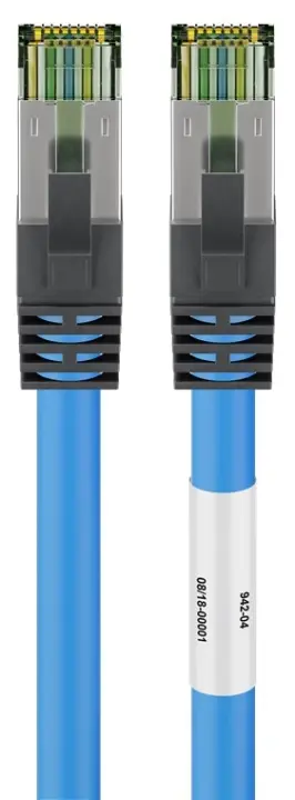 Goobay RJ45 (CAT 6A, 500 MHz) patchkabel med CAT 8.1 S/FTP-råkabel, blå 99,9 % oksygenfri kobberleder (OFC), AWG 24, halogenfri kabelkappe (LSZH), 15 m