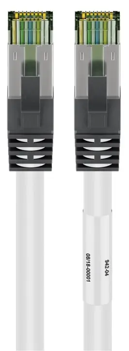 Goobay RJ45 (CAT 6A, 500 MHz) patchkabel med CAT 8.1 S/FTP-råkabel, hvit 99,9 % oksygenfri kobberleder (OFC), AWG 24, halogenfri kabelmantel (LSZH), 7,5 m