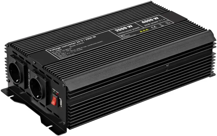 Goobay Spenningsomformer DC/AC (24 V - 230 V/2000 W) USB konverterer 24 V DC til 230 V AC