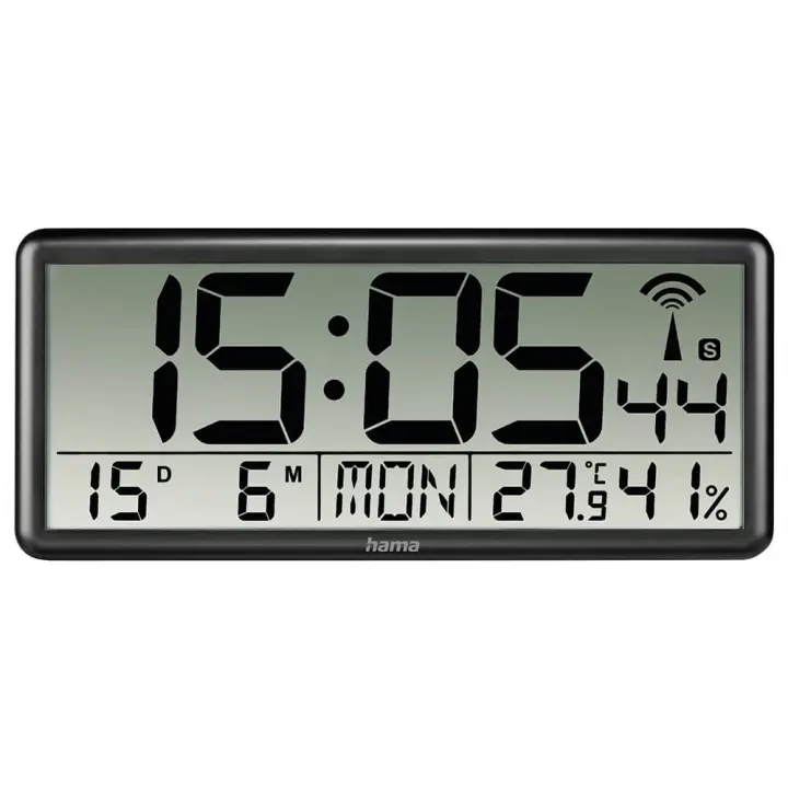 Hama Veggklokke Digital Jumbo Radio Synkronisert Svart