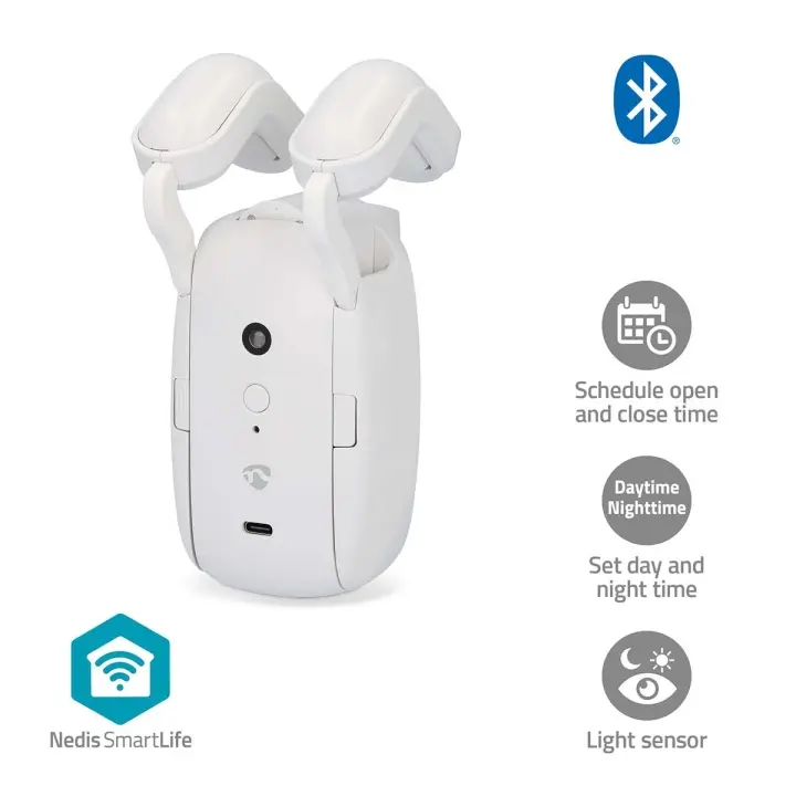 Nedis SmartLife Gardinrobot | Stangskinne | Draper / Gardiner | Batteri drevet / USB-Strøm