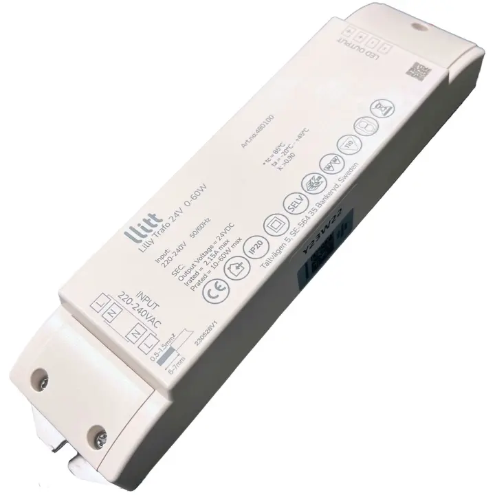 Llitt Lilly Driver Transformer for LED-stripe 24V 0-60W IP20