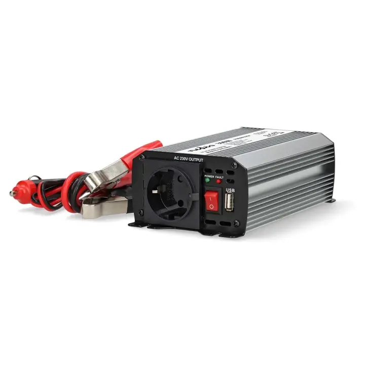 Nedis Power Inverter Modifisert sinusbølge | Inngangsspenning: 12 V DC | Enhetens strømuttak: Type F (CEE 7/3) / USB-A | 230 V AC 50 Hz | 300 W | Topp effekt: 600 W | Batteriklemmene + Sigarettenner