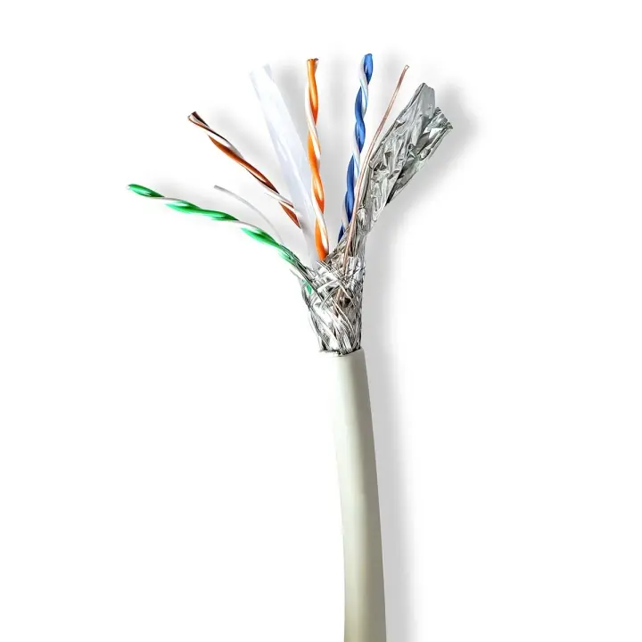 Nedis CAT6a nettverkskabelrull | Solid | SF/UTP | Bare kobber | 100 m | Innendørs | Rund | LSZH | Grå | Trekkboks