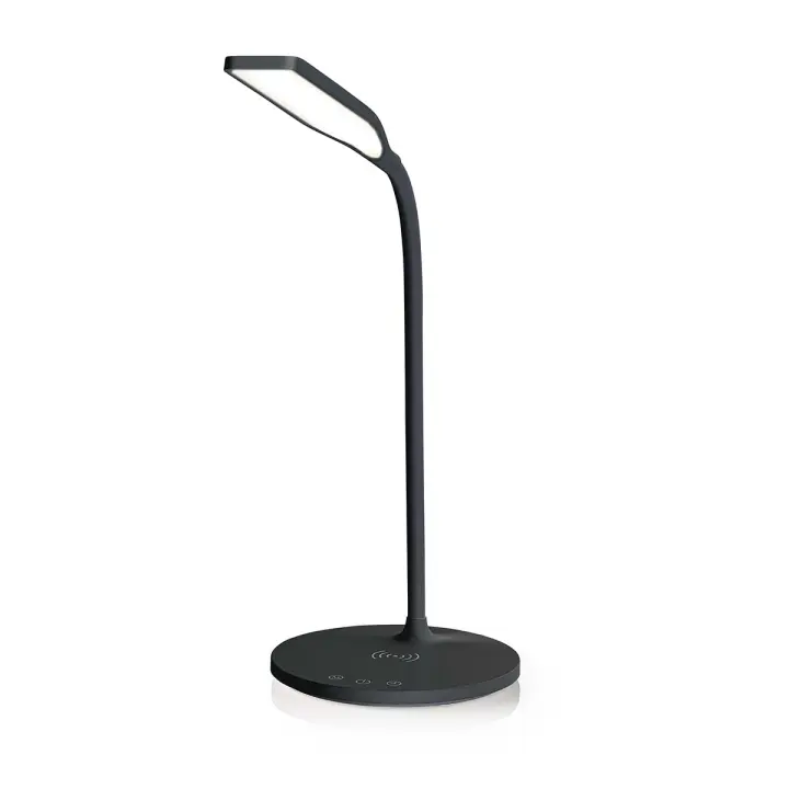 Nedis LED bordlampe med trådløs lader | Dimmer - På produkt | LED / Qi | 15 W | Med dimming | Kald Hvit / Natural Hvit / Varm Hvit | 2700 - 6500