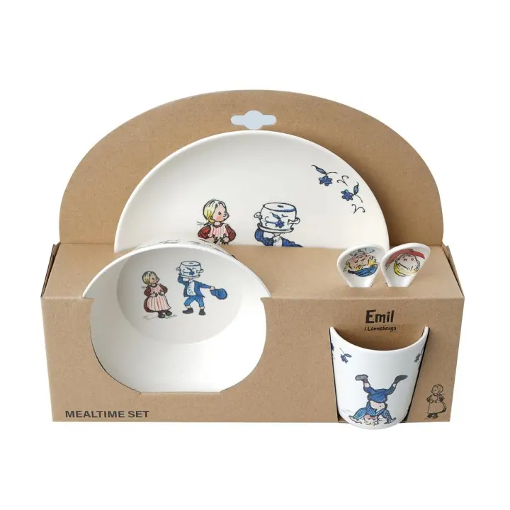 Barbo Toys Emil 100% Melamin 5 stk pakke (tallerken, bolle, beger, 2 skjeer)