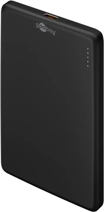 Goobay Magnetisk trådløs powerbank på 5 000 mAh festes magnetisk på baksiden av mobiltelefonen, perfekt for samtidig lading og telefonsamtaler