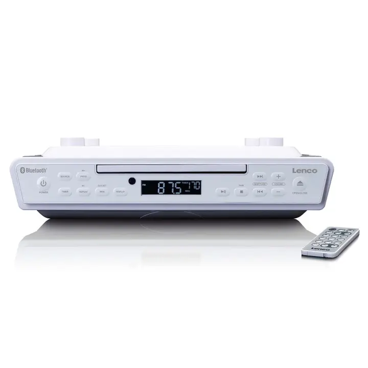 Lenco Kjøkkenklokkeradio med CD Bluetooth® og fjernkontroll Hvit