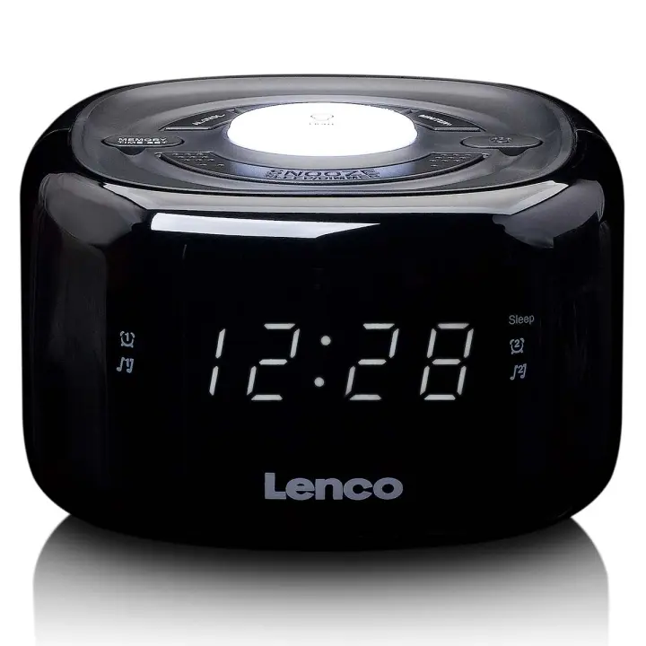 Lenco FM-klokkeradio med nattlys Svart