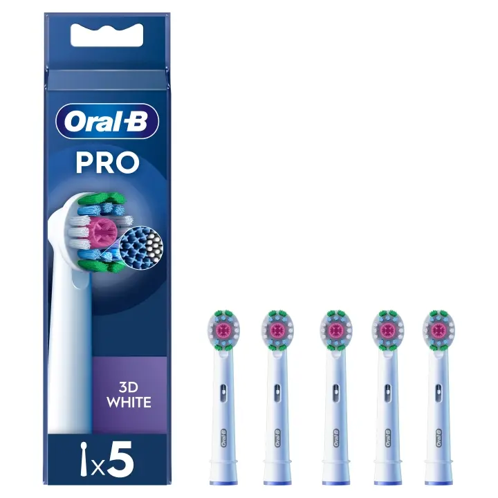 Oral B Pro 3D White Tannbørstehoder - Hvite - 5 stk