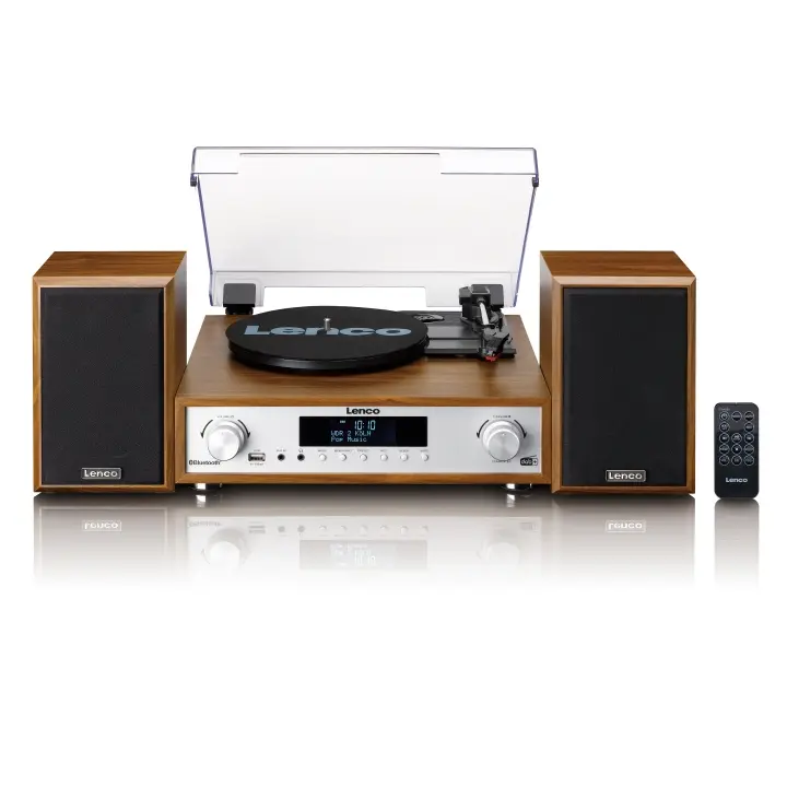 Lenco HiFi stereoanlegg med platespiller, DAB+/FM-radio og Bluetooth® Wood