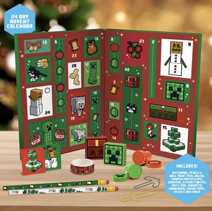 Paladone Minecraft-papirvarer – 24-dagers adventskalender