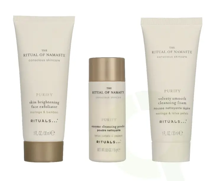 Rituals Namaste Set 75 ml Skin Brightening Face Exfoliator 30ml/Velvety Smooth Cleansing Foam 30ml/Enzyme Cleansing Powder 15gr