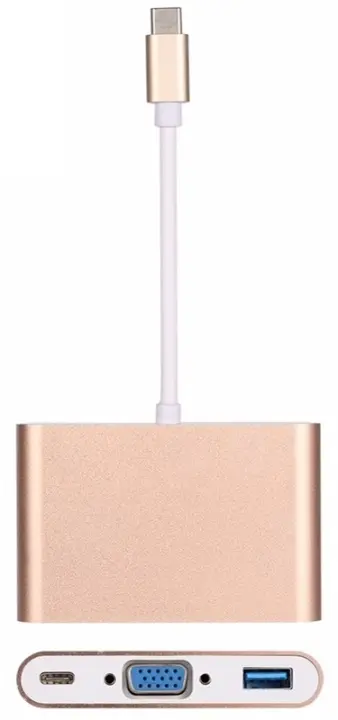 USB-C - VGA, multiportadapter, gull