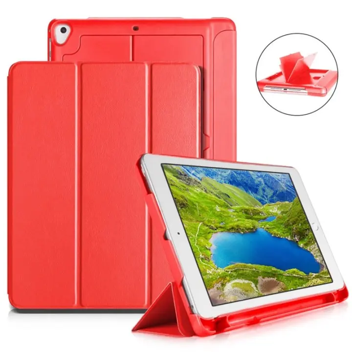 Etui med oppbevaringsplass, USB-kabel Apple iPad 9,7" 2017, 2018, Rød