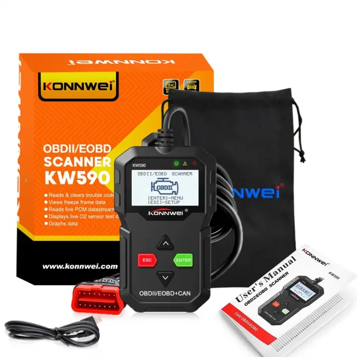 KONNWEI KW590 OBD2 Feilkodeleser / Diagnoseverktøy for bil