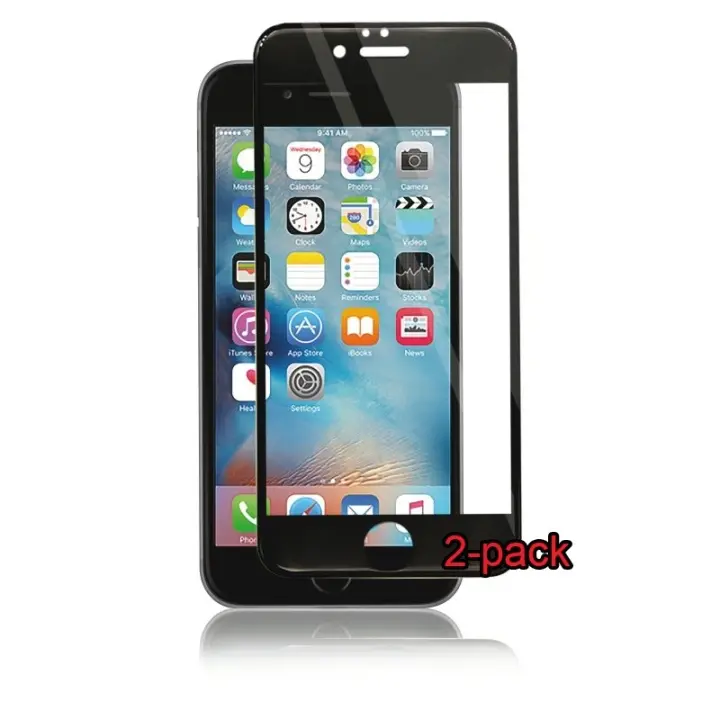 2-pakning iPhone 6S/6 Plus buet silikatglass, Panzer, svart