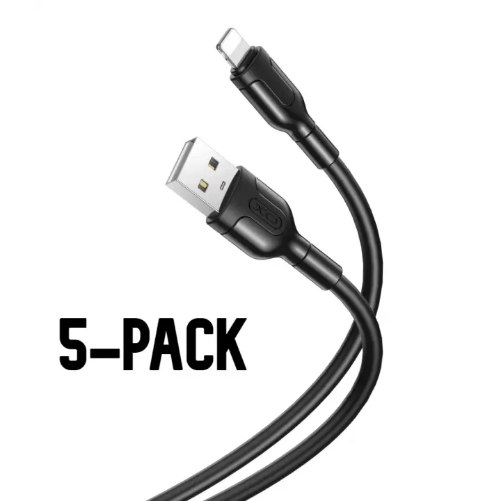 XO NB212 - USB til lynkabel, hurtiglading (2,1A), 1 m, 5-pk