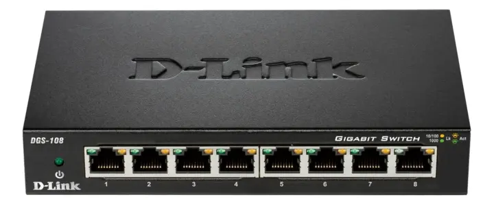 D-Link 8-port Gigabit Ethernet-bryter i metallhus for ikke-administrert lys