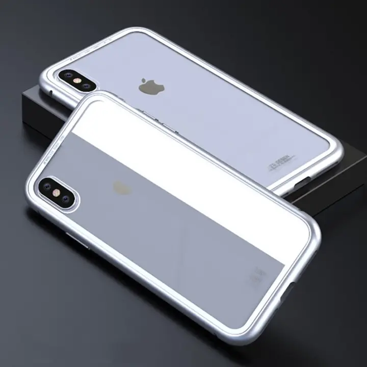 CAFELE iPhone X/XS Glassdeksel med magnetisk lås for i sølvfarge