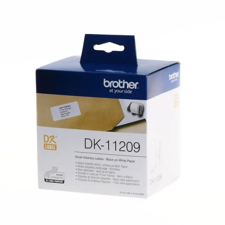 Brother Etiketter DK11209 29x62mm Svart på Hvit