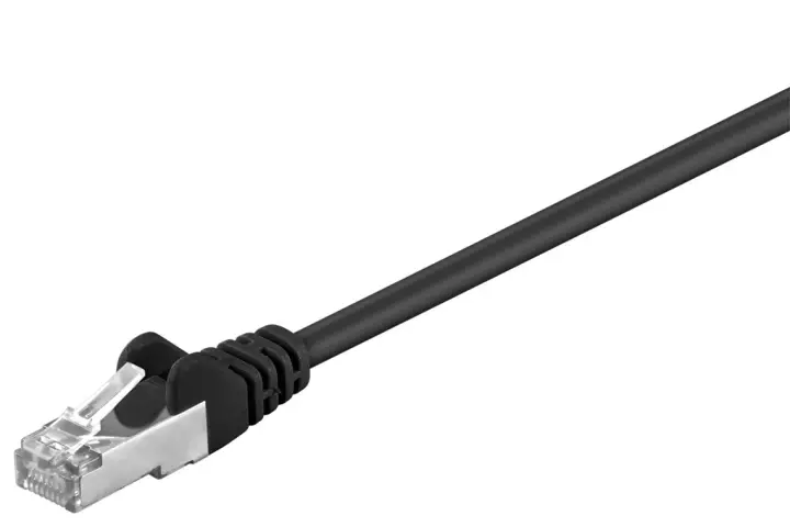 Goobay Kretskabel CAT 5e, SF/UTP, svart, 15 m kobberbelagt aluminiumtråd (CCA)