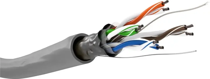 Goobay CAT 5e Nettverkskabel, F/UTP, 100 m, grå Kobberbelagt aluminiumsleder (CCA), AWG 26/7 (fåtrådet), PVC-kabelkappe