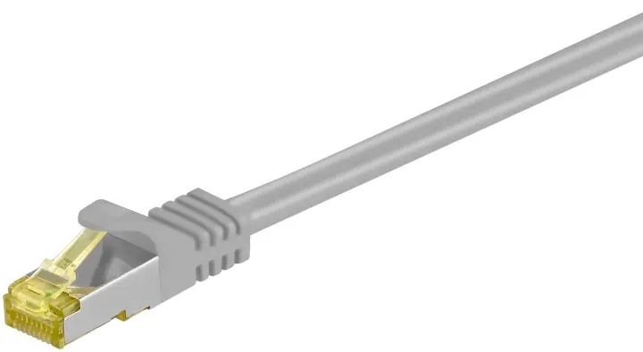 Goobay RJ45 patchkabel S/FTP (PiMF), 500 MHz, med CAT 7 råkabel, grå, 5 m LSZH halogenfri kabelmantel, kobber, RJ45-kontakt (CAT 6A)