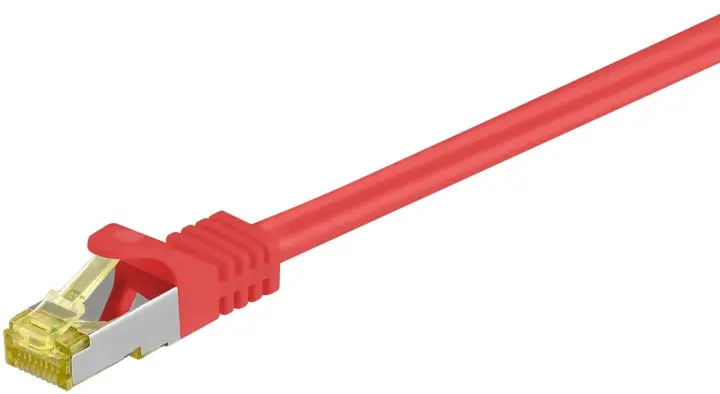 Goobay RJ45 patchkabel S/FTP (PiMF), 500 MHz, med CAT 7 råkabel, rød, 20 m LSZH halogenfri kabelmantel, kobber, RJ45-kontakt (CAT 6A)